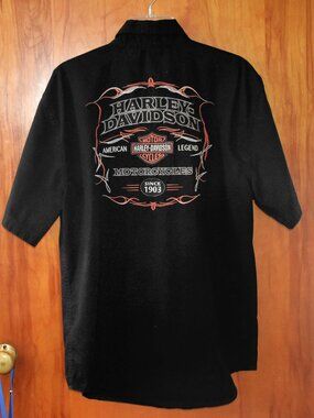 Size L, Men's Harley-Davidson Black Embroidered Shirt